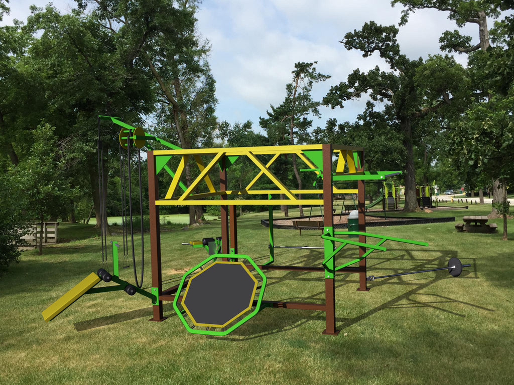 FitPark® 80 m² – Önállóan Megálló Komplett Kültéri Fitnesz Park 10 Eszközzel