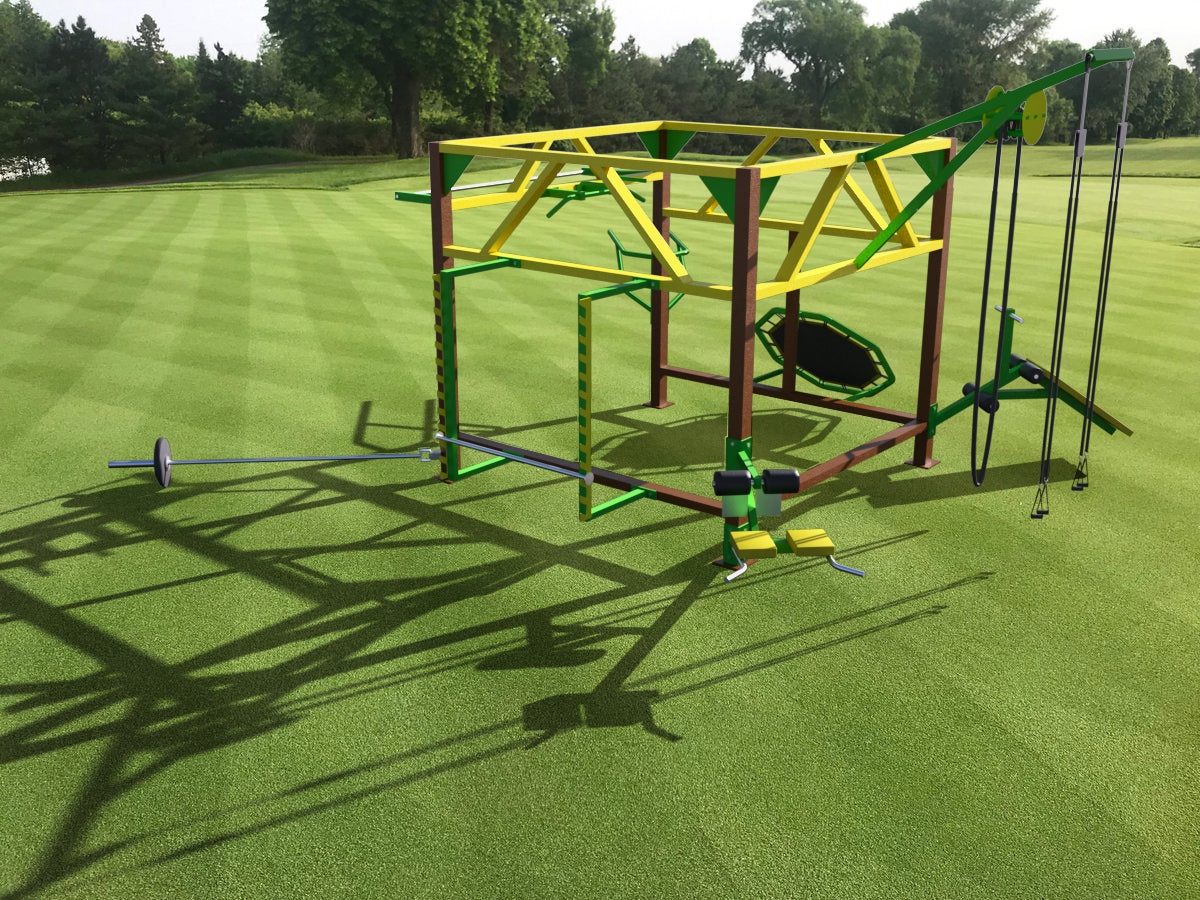 FitPark® 80 m² – Önállóan Megálló Komplett Kültéri Fitnesz Park 10 Eszközzel