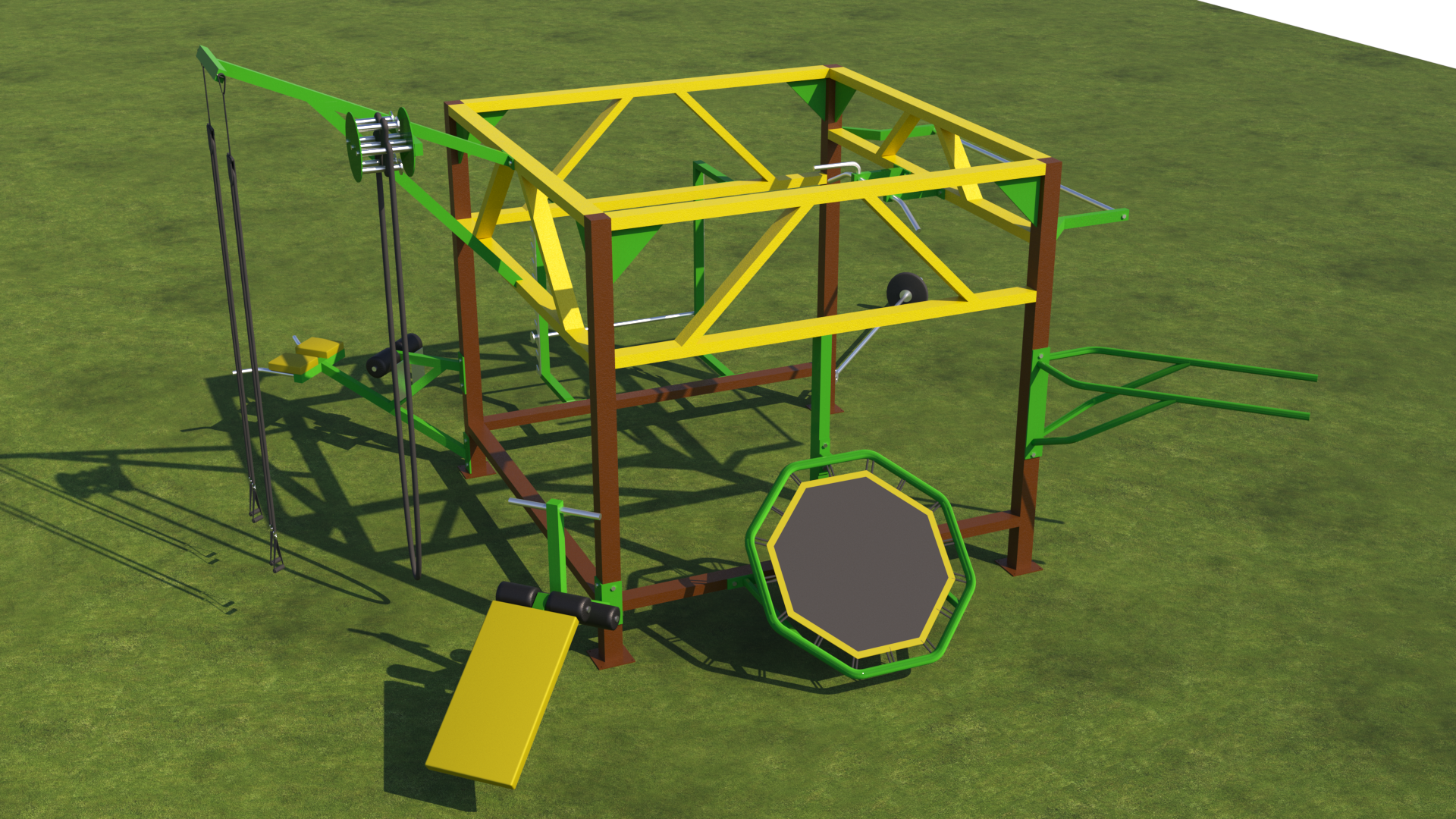 FitPark® 80 m² – Önállóan Megálló Komplett Kültéri Fitnesz Park 10 Eszközzel