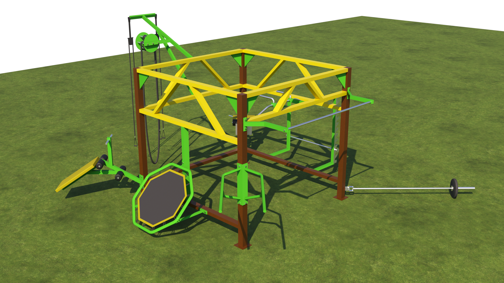 FitPark® 80 m² – Önállóan Megálló Komplett Kültéri Fitnesz Park 10 Eszközzel